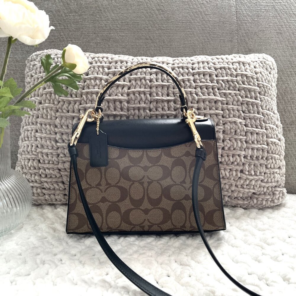 Coach Pepper Satchel in Signature Canvas (Black/Brown) No. C1325 - Picture 2 of 16